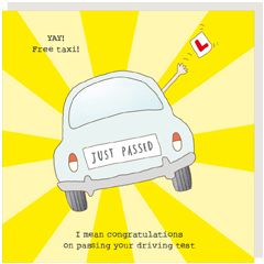wenskaart rosiemadeathing - rijexamen gehaald - free taxi | mullerwenskaarten 