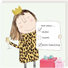 verjaardagskaart rosiemadeathing - one year older - more fabulous | mullerwenskaarten 