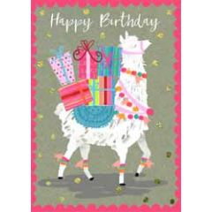 grote verjaardagskaart A4 - happy birthday - lama