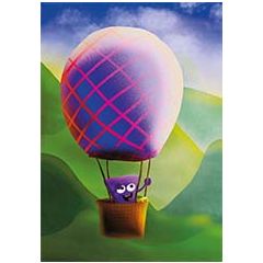 ansichtkaart -  hophew in luchtballon