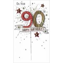 90 jaar - grote luxe verjaardagskaart - on your 90th happy birthday