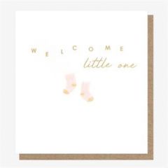 geboortekaart caroline gardner - welcome little one - roze sokjes