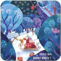vierkante kerstansichtkaart met envelop - Aurélie Blanz - joyeux noël bonne année - cadeautjes | muller wenskaarten