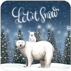 vierkante kerstansichtkaart met envelop - Rosie Hilyer - let it snow - ijsberen | muller wenskaarten