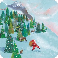 vierkante kerstansichtkaart met envelop - de berg van de kerstman | muller wenskaarten