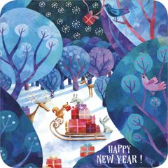 vierkante nieuwjaarsansichtkaart met envelop - happy new year! | muller wenskaarten