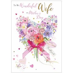 grote luxe moederdagkaart - to my wonderful wife on Mother's Day - bloemen
