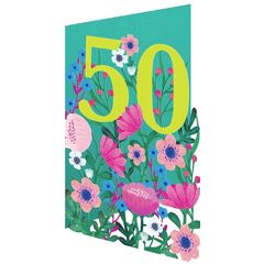 50 jaar - lasergesneden verjaardagskaart roger la borde - bloemen
