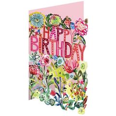 lasergesneden verjaardagskaart roger la borde - happy birthday - bloemen