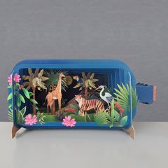 3D pop up wenskaart  - message in a bottle - wilde dieren | muller wenskaarten