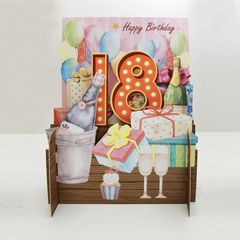 18 jaar - 3d pop-up verjaardagskaart miniature greetings - cadeaus | Muller wenskaarten