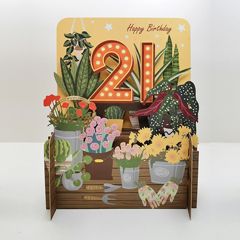 21 jaar - 3d pop-up verjaardagskaart miniature greetings - bloemen | muller wenskaarten