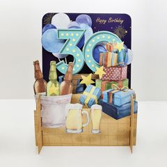 30 jaar - 3d pop-up verjaardagskaart miniature greetings - bier | muller wenskaarten