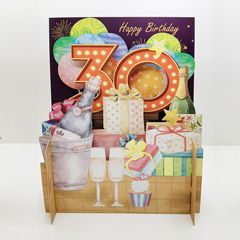 30 jaar - 3d pop-up verjaardagskaart miniature greetings - champagne | muller wenskaarten