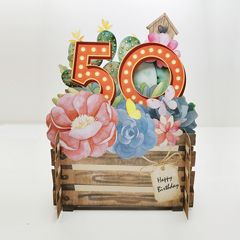 50 jaar - 3d pop-up verjaardagskaart miniature greetings - bloemen | muller wenskaarten