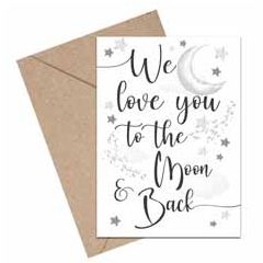 wenskaart mouse & pen - we love you to the moon & back