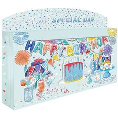3D verjaardagskaart - it’s your special day - happy birthday - taart en slingers
