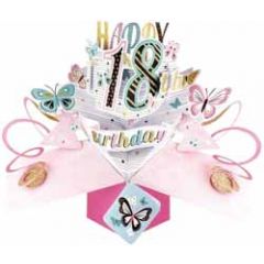 18 jaar - 3D verjaardagskaart - pop ups - happy 18th birthday - vlinders