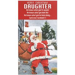 grappige kerstkaart dochter second nature - merry christmas daughter - santa has facebook | muller wenskaarten