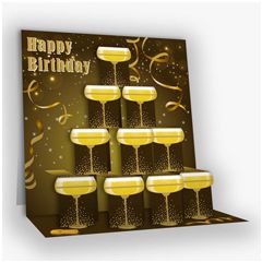3d kaart - tendances premium - happy birthday - champagne