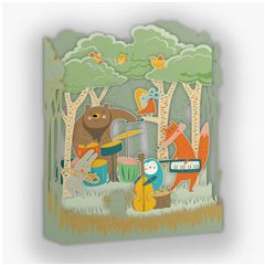 3d kaart - pop up - dieren in het bos met muziekinstrumenten