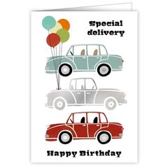 verjaardagskaart quire - special delivery, happy birthday - auto's