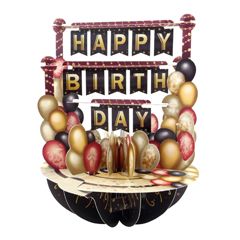 3D kaart - pirouettes cards - happy birthday - ballonnen | Muller wenskaarten