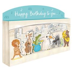 3D verjaardagskaart - happy birthday to you - dieren en muziekinstrumenten 