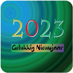 5 vierkante nieuwjaars ansichtkaarten met envelop - 2023 gelukkig nieuwjaar (c) | muller wenskaarten