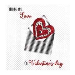 luxe handgemaakte valentijnskaart - sending you all my love on valentines day
