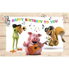 verjaardagskaart - happy birthday to you - dieren met muziekinstrumenten