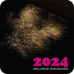 10 vierkante nieuwjaars ansichtkaarten met envelop - 2024 gelukkig nieuwjaar - vuurwerk | muller wenskaarten