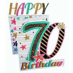 70 jaar - 3d verjaardagskaart cutting edge - happy 70th birthday - roze