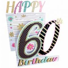 60 jaar - 3d verjaardagskaart cutting edge - happy 60th birthday - roze