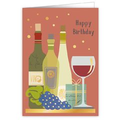 verjaardagskaart quire - happy birthday - wijn