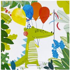 verjaardagskaart clare maddicott - krokodil met ballonnen