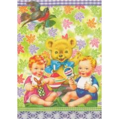 ansichtkaart - kinderen en teddybeer