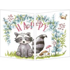 uitklapbare verjaardagskaart cache-cache - happy birthday - happy birthday - wasbeer en vrienden
