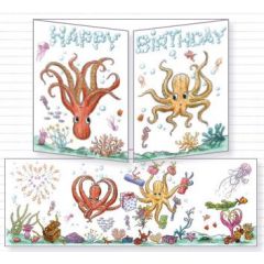 uitklapbare wenskaart cache-cache - happy birthday - octopussen