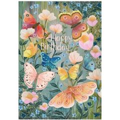 wenskaart roger la borde - happy birthday - vlinders