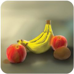 vierkante ansichtkaart met envelop - fruit banaan | muller wenskaarten