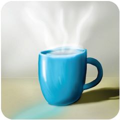 vierkante ansichtkaart met envelop - kop warme thee chocolademelk koffie | muller wenskaarten