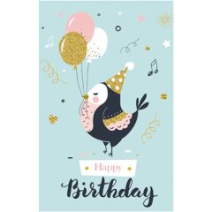 verjaardagskaart - happy birthday - vogel met ballonnen