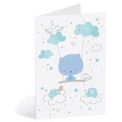 geboortekaart busquets - blauwe kat en wolken