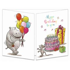 uitklapbare verjaardagskaart cache-cache - hippo birthday to you...