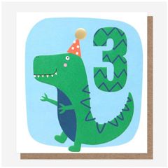 3 jaar - verjaardagskaart caroline gardner - dinosaurus