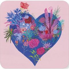 vierkante ansichtkaart met envelop van Jehanne Weyman - hart met bloemen | muller wenskaarten
