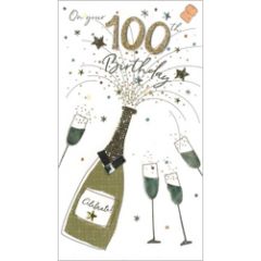100 jaar - grote luxe verjaardagskaart - on your 100th birthday - champagne