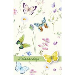 wenskaart - beterschap - bloemen en vlinders