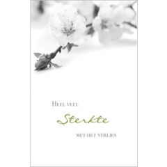 condoleancekaart - heel veel sterkte met het verlies - witte bloem | muller wenskaarten